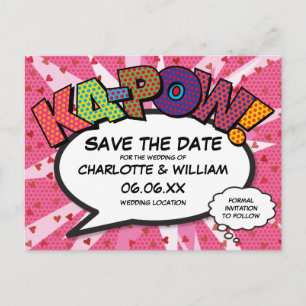 Modernes lustiges Comic-Buch KAPOW Rosa Save-the-D Postkarte