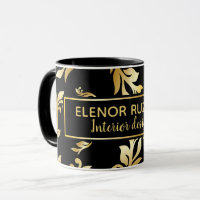 Modernes Lux Elegante Floral Damask Schwarzes Gold