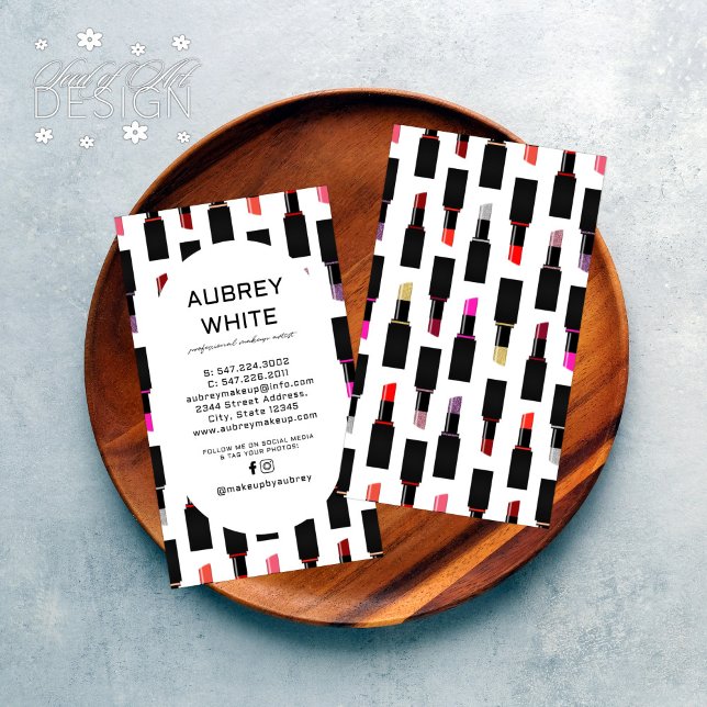 Modernes Lux Lipstick-Muster für Künstler Visitenkarte (Von Creator hochgeladen)