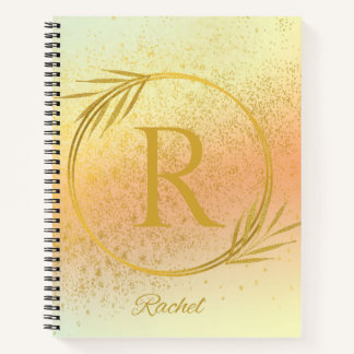 Modernes Luxe Soft Pink & Gold Individuelle Name & Notizbuch