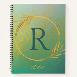 Modernes Luxe Turquoise & Gold Individuelle Name & Notizbuch