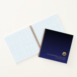 Modernes, luxuriöses Mongram Graph Paper Notizbuch