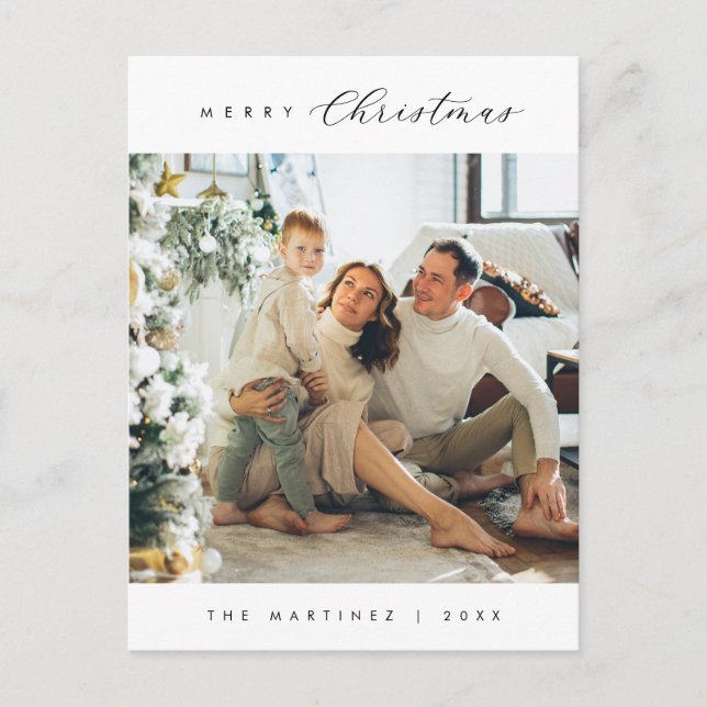 Modernes Luxus, das einfachste Foto der Weihnachts Postkarte (Vorderseite)