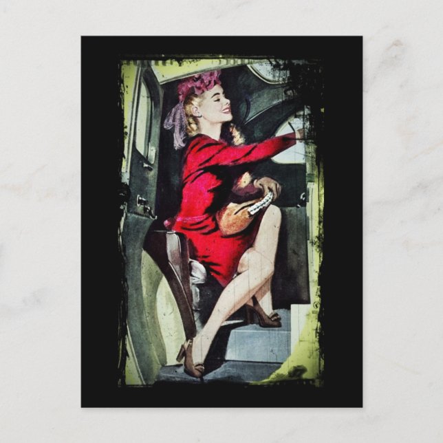 Modernes Mädchen in Nylons Postkarte (Vorderseite)
