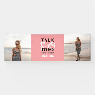 Modernes mädchenhaftes schwarz rosa Multi-Foto 30. Banner