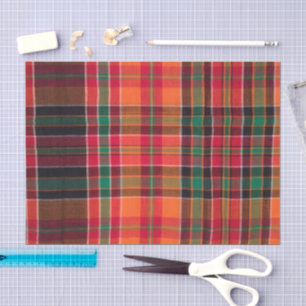 Modernes Madras Kariertes Orange Green Square Must Seidenpapier