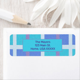 Modernes Madras Lila und blaues Label