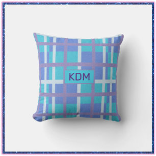Modernes Madras Stilvolles Lila und blaues Kissen