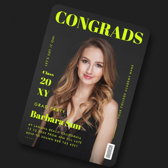 Modernes Magazin Cover Grad Party Graduation Party Einladung (Von Creator hochgeladen)