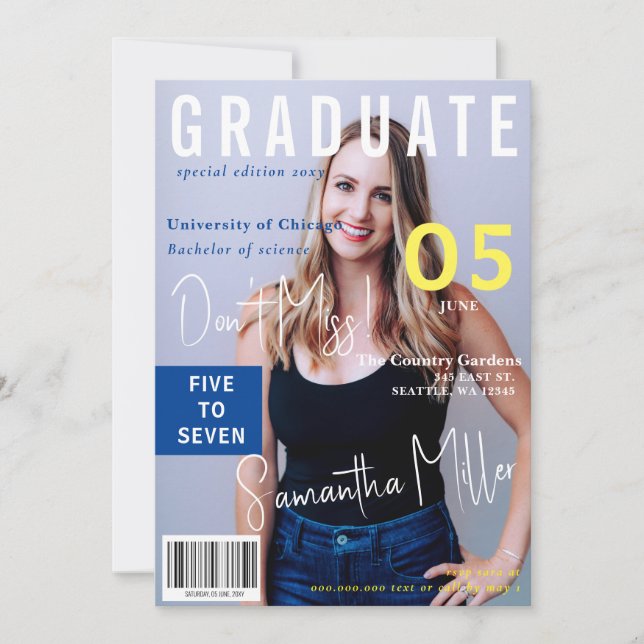 Modernes Magazin für 2 Fotos Abschluss Einladung (Vorderseite)