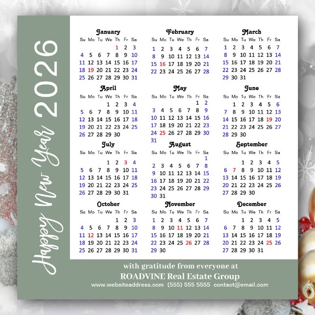 Modernes Magazin Green 2026 Kalender Business Magn Magnetkarte (Von Creator hochgeladen)