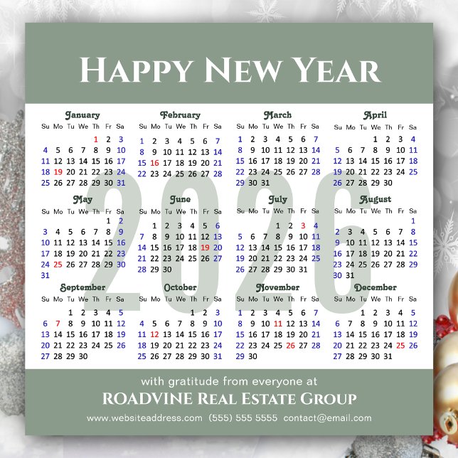 Modernes Magazin Green 2026 Kalender Business Magn Magnetkarte (Von Creator hochgeladen)