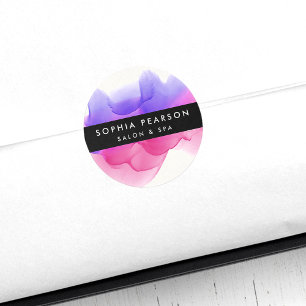 Modernes Magenta Wasserfarbenlot Runder Aufkleber