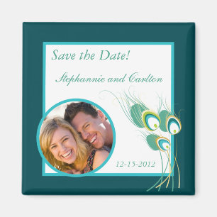 Modernes Magnet für Aquamarine Pfauenhochzeit