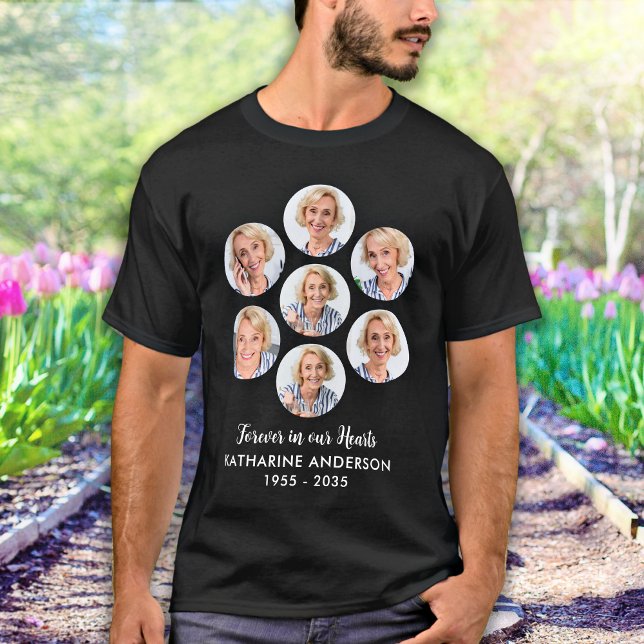 Modernes Mahnmal 7 Foto Collage Beerdigung T-Shirt (Von Creator hochgeladen)