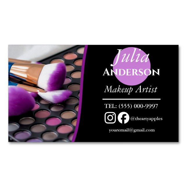 modernes Makeup Artist MUA Foto Kleinunternehmen Magnetische Visitenkarte (Vorderseite)