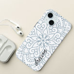 Modernes Mandala Dusty Blue Script Case-Mate iPhone Hülle<br><div class="desc">Moderne und schicke Mandala in staubblauen Farbpaletten Handy-Gehäuse mit Skript-Schriftart,  dass Sie personalisieren können.</div>