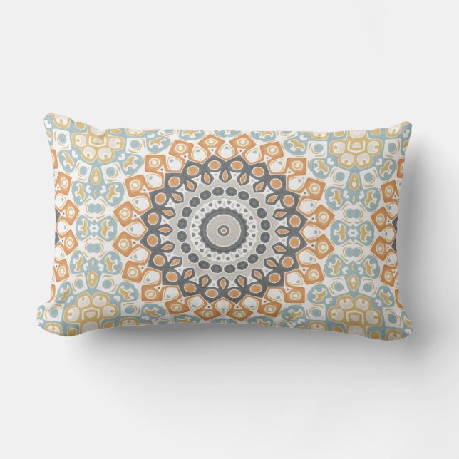 Modernes Mandala in Orange und Blue Lendenkissen (Vorderseite)
