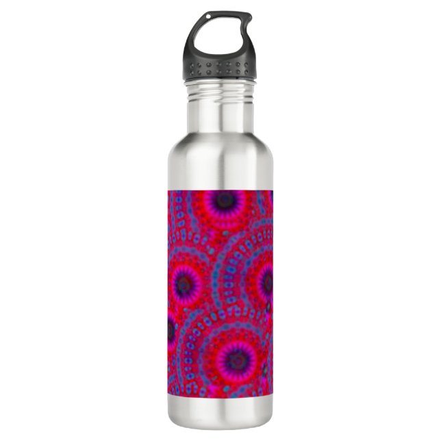 MODERNES MANDALA ROSE FARBE PINK EDELSTAHLFLASCHE (Vorderseite)