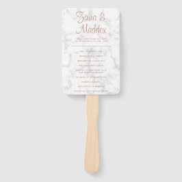 Modernes Marble Rose Gold Script Hochzeitsprogramm Fächer