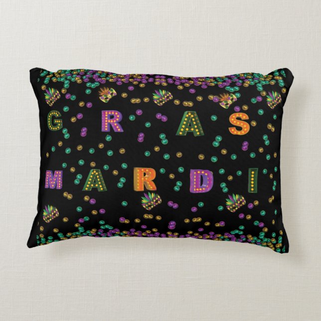 Modernes Mardi Gras Muster Dekokissen (Rückseite)