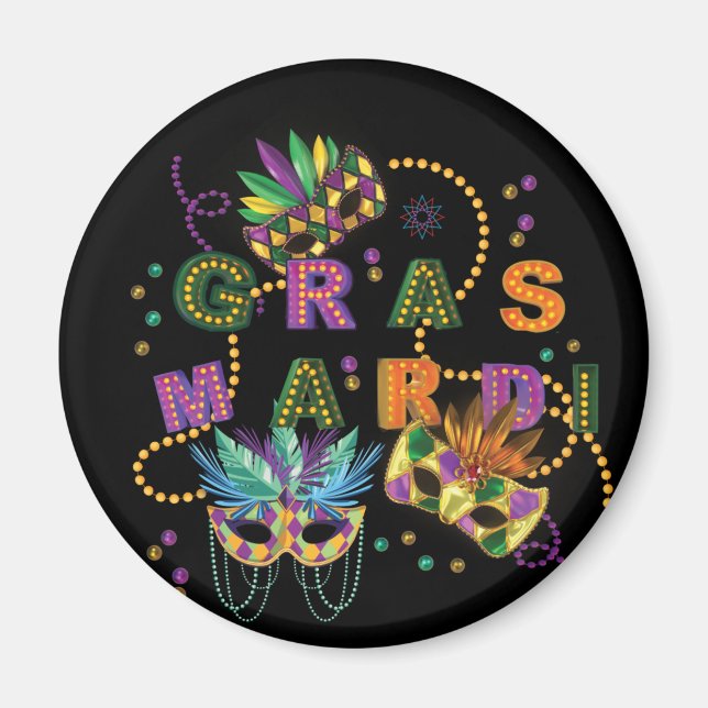 Modernes Mardi Gras Muster Magnet (Vorne)