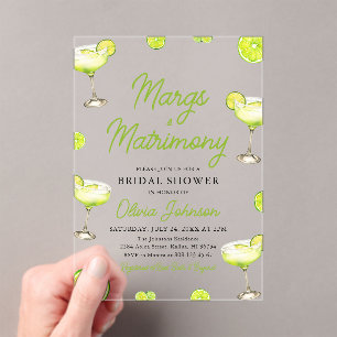 Modernes Margs & Matrimons Cocktail Brautparty Acryleinladungen