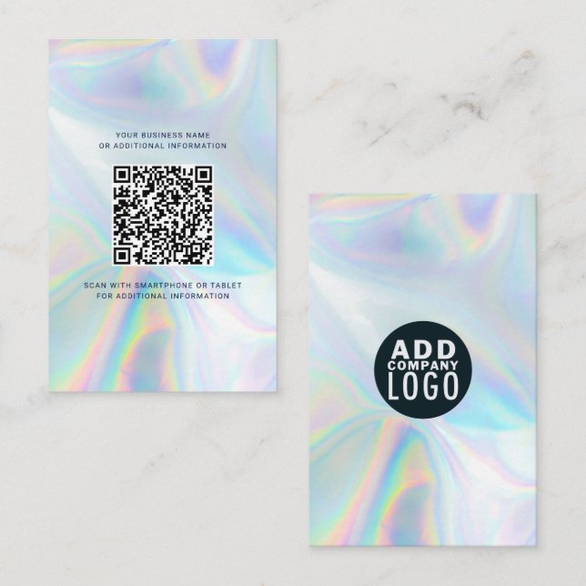 Modernes Markenlogo und holografischer QR-Code Visitenkarte (Vorne/Hinten)