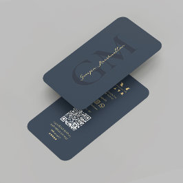 Modernes Marketing Beruflich Monogram Dark Blue Visitenkarte