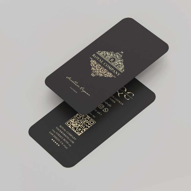 Modernes Marketing-Logo Schwarz-Gold-Ornament Visitenkarte (Modern Company Monogram Black Gold Ornament Business Card
)
