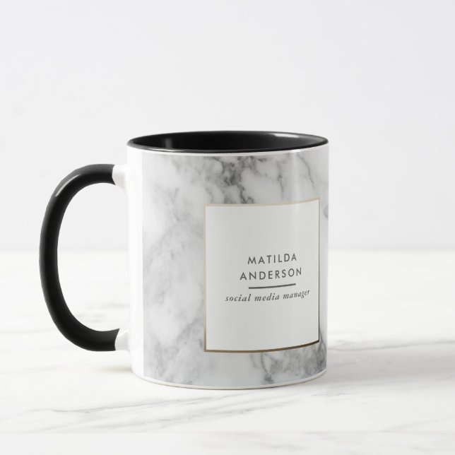 Modernes Marmor und geometrisches Foto Tasse (Links)