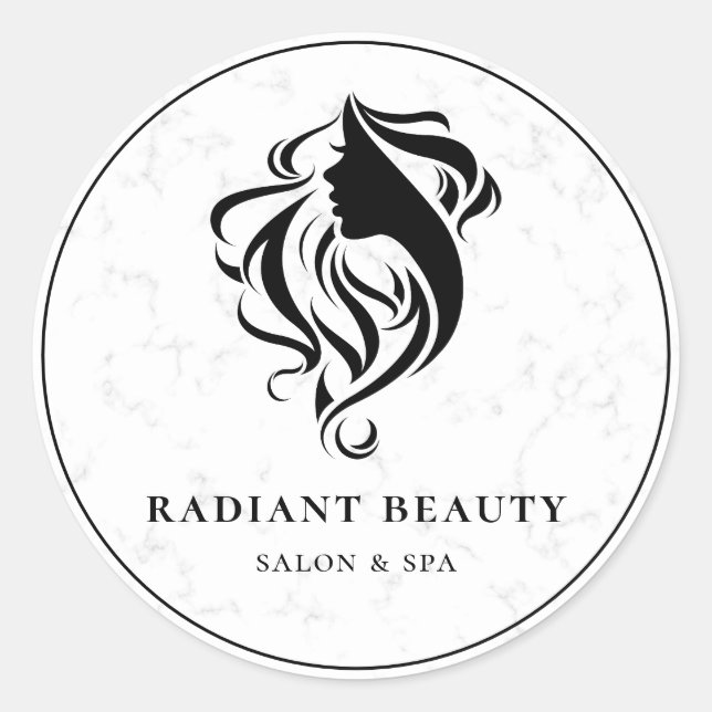 Modernes Marmorhair-Salon-Wellness-Center-Logo Runder Aufkleber (Vorderseite)