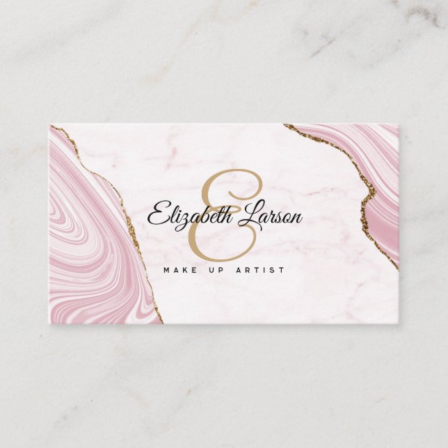 Modernes Marmorkleid Rose Gold Glitzer QR Salon Ma Visitenkarte (Vorderseite)
