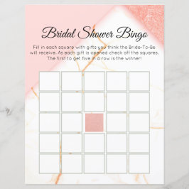 Modernes Marmorrosa und Gold Bridal Bingo