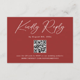 Modernes Marroon Wedding RSVP Begleitkarte