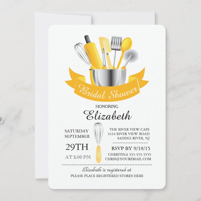 Modernes Material Die Küchen Bridal Dusche Einladu Einladung (Vorderseite)