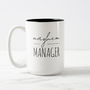 Modernes "Mayhem Manager" Muttertagsgeschenk Zweifarbige Tasse