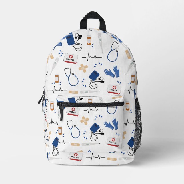 Modernes medizinisches Krankenpflegemuster Bedruckter Rucksack (Vorderseite)