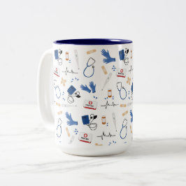 Modernes medizinisches Krankenpflegemuster Zweifarbige Tasse
