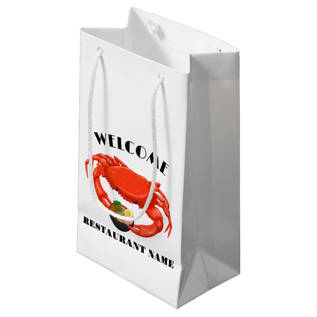 Modernes Meeresfrüchte-Willkommen Roter individuel Kleine Geschenktüte (Vorderseite Schrägansicht)