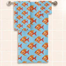 Modernes Meeresleben Niedlich Orangefische Fische  Badhandtuch Set