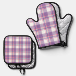 Modernes mehrfarbiges Kariert Ofenhandschuh & Topflappen-Set