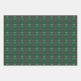 Modernes mehrfarbiges X-mas Baummuster Geschenkpapier Set
