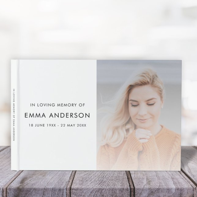 Modernes Memorial Foto Elegante Beerdigung Gästebuch (Von Creator hochgeladen)