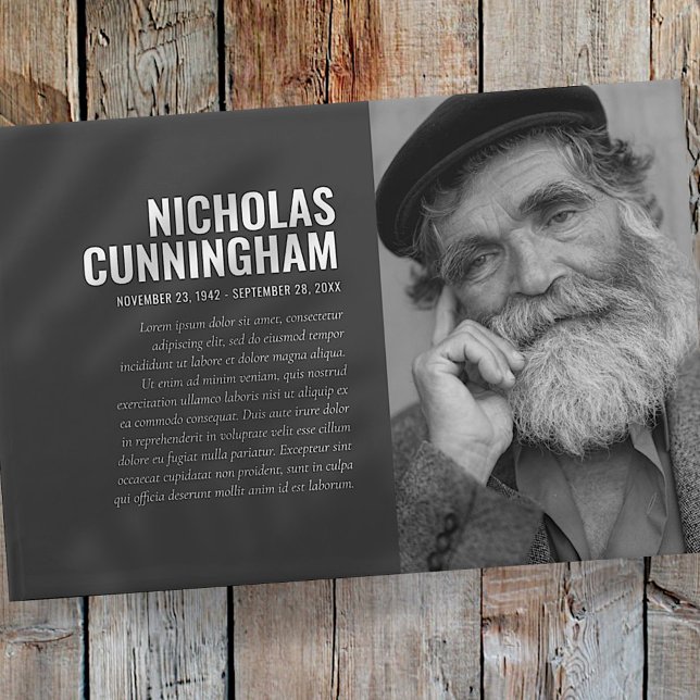 Modernes Memorial für das einfache Foto Schwarz-we Gästebuch (Von Creator hochgeladen)