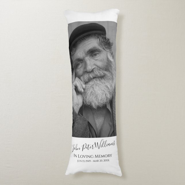 Modernes Memorial für Personalisiertes Foto Seitenschläferkissen (Vorderseite Vertikal)