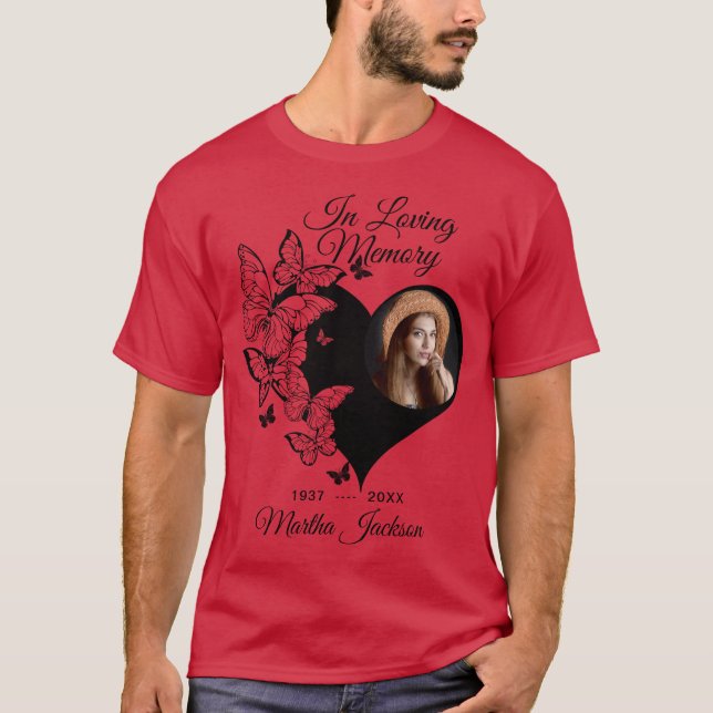 Modernes Memorial zum Foto "In Love Memory" T-Shirt (Vorderseite)