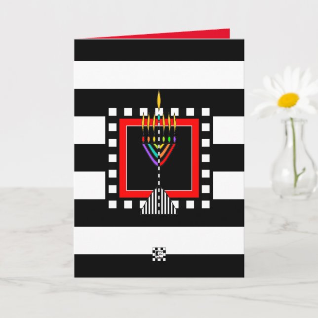 Modernes Menorah Shabbat Shalom Karte (Kleine Pflanze)