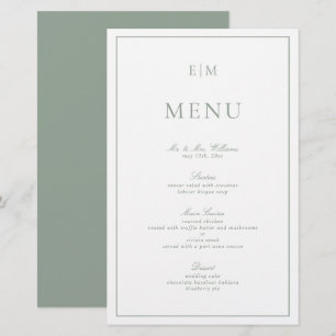 Modernes Menü für Typografie mit grüner Monogramm-