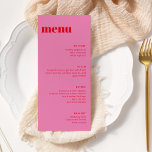Modernes Menü mit Minimalistischen rosa und roten  Menükarte<br><div class="desc">Modern Minimalistisches,  helles Rosa und rotes Tallenmenü</div>